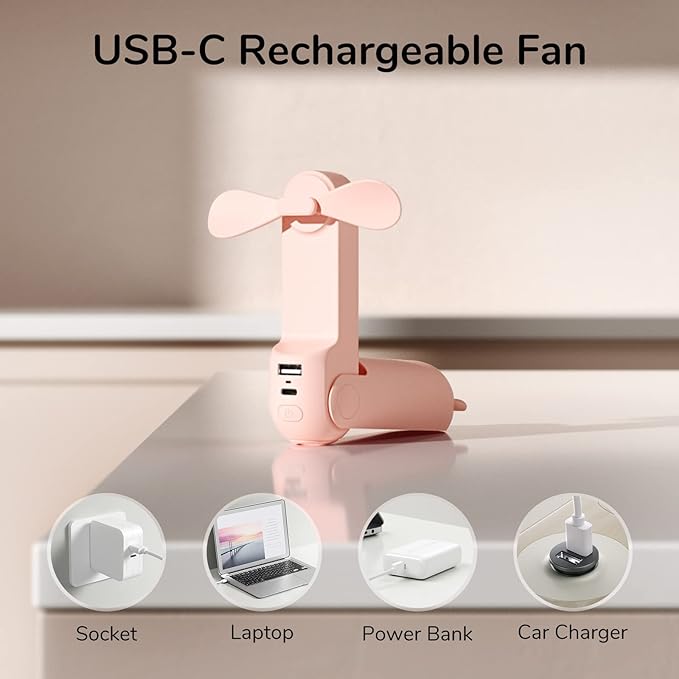 Handheld Mini Fan - USB Rechargeable